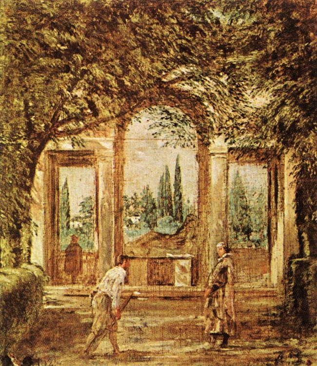 VELAZQUEZ, Diego Rodriguez de Silva y The Pavillion Ariadn in the Medici Gardens in Rome er oil painting image